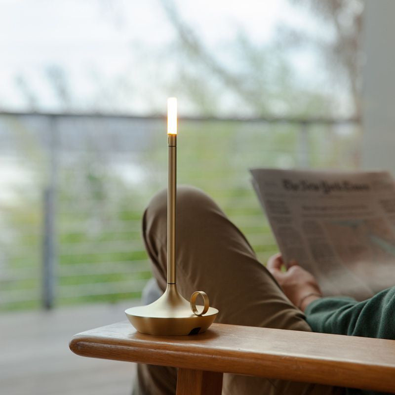 Table Lamp Brass Finish LED Rechargeable Light