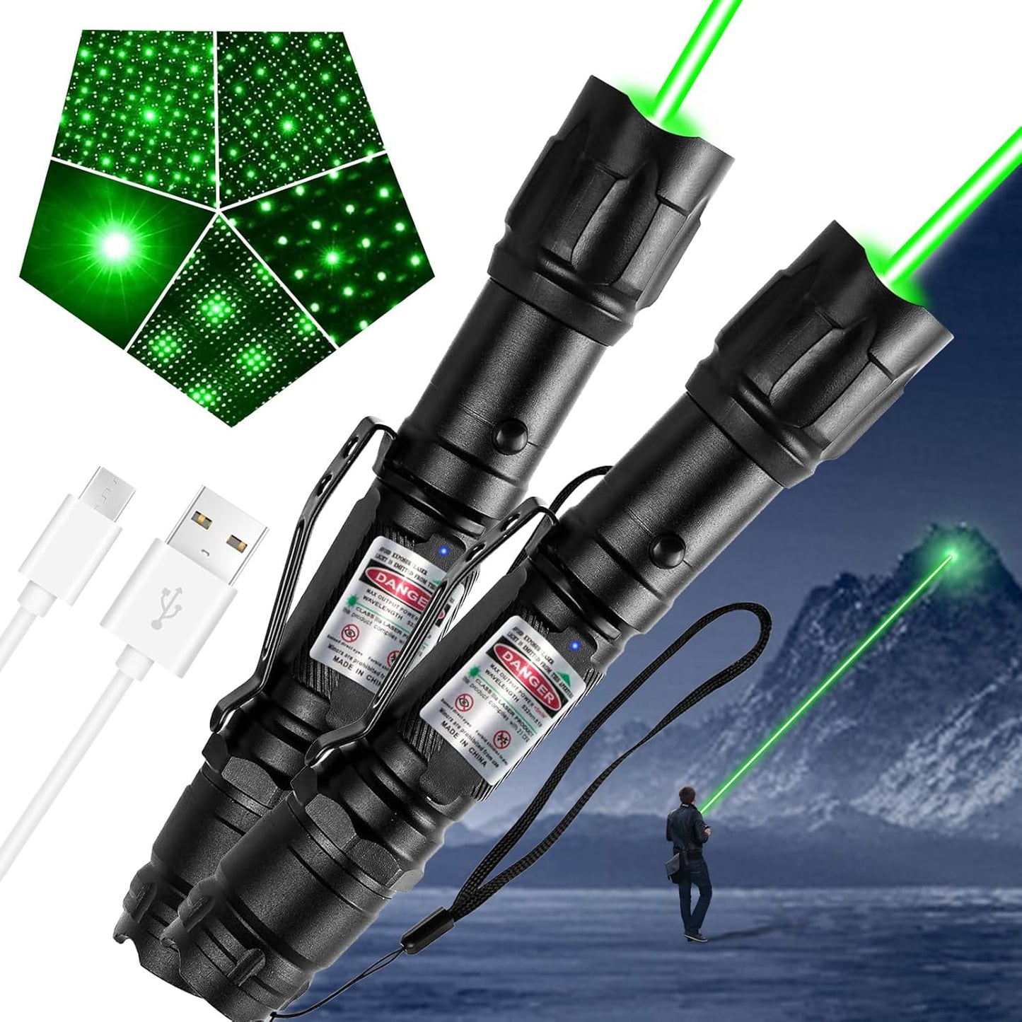 Flashlight Rechargeable Green Outdoor LED Torch
