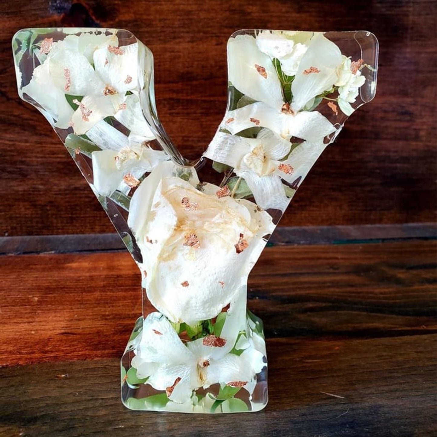 Letter Resin Lamp with Dried Flowers