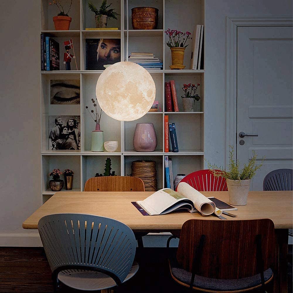 3D Moon Pendant Light | Touch Control LED Lamp for Bedroom