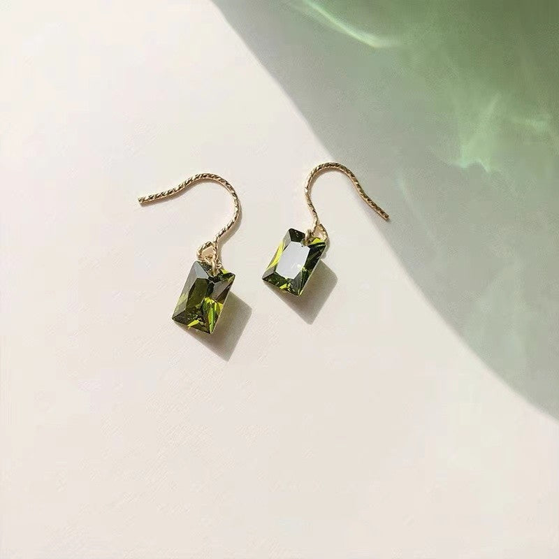 S925 Sterling Silver Green Zirconia Earrings