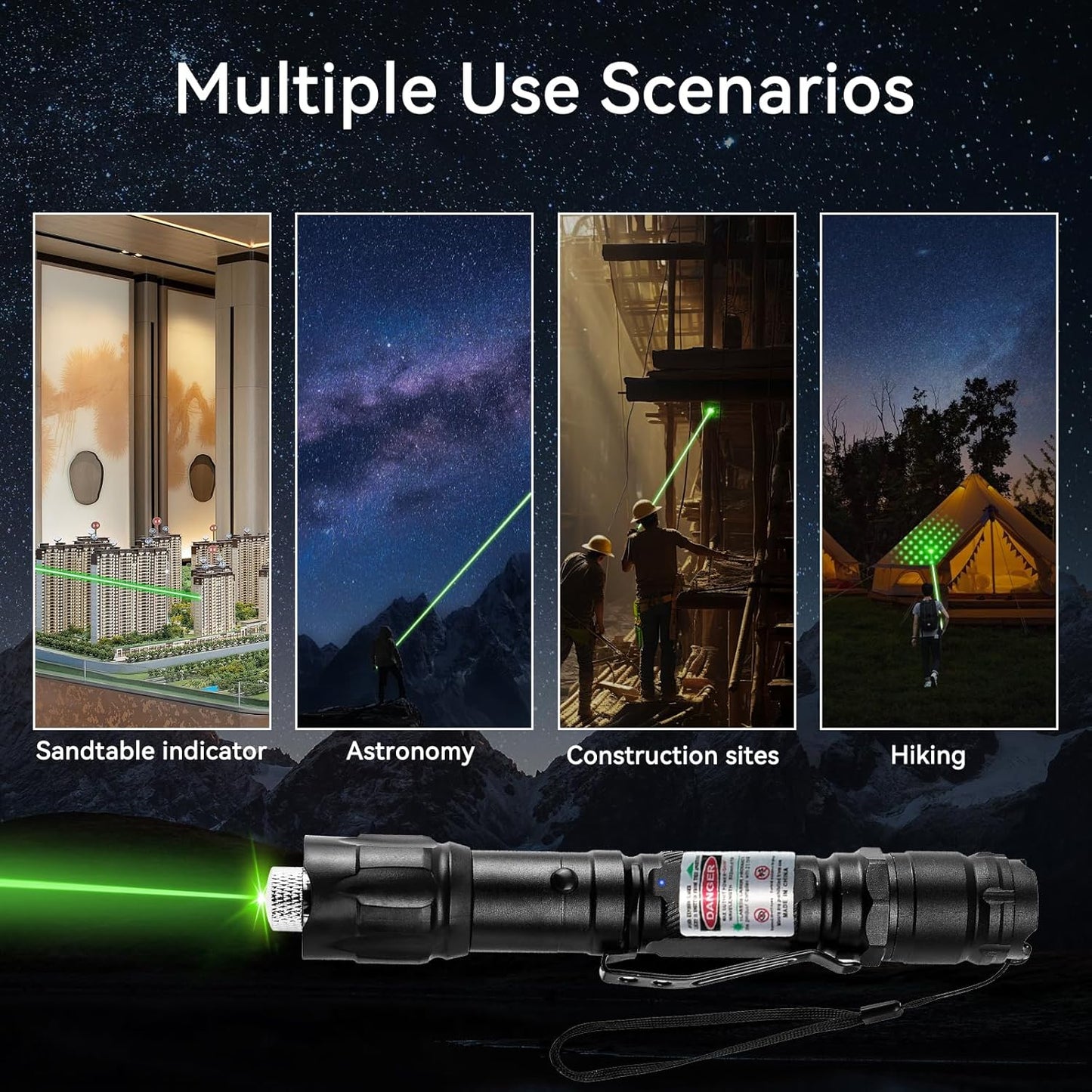 Flashlight Rechargeable Green Outdoor LED Torch