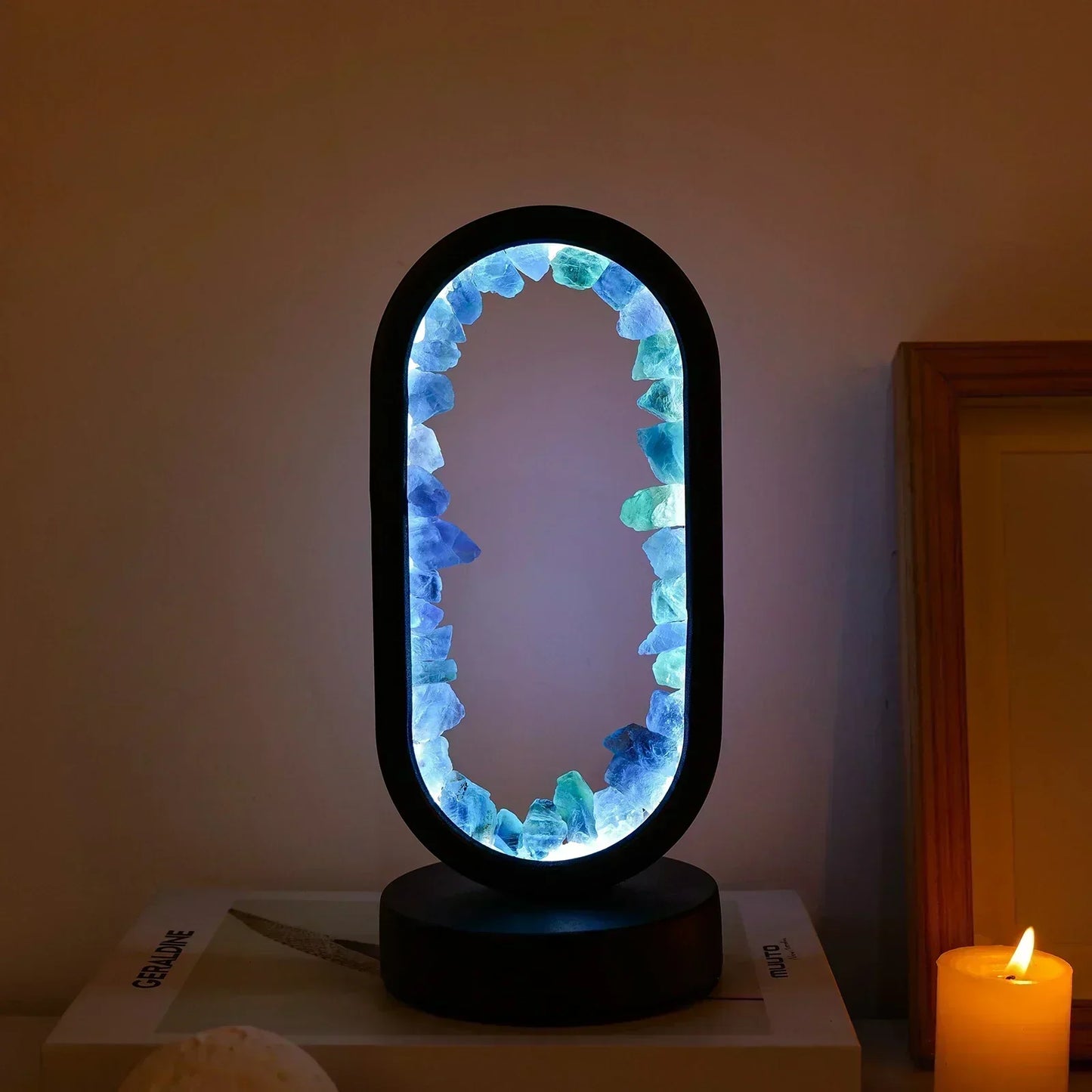 Table lamp with crystal ambient light design