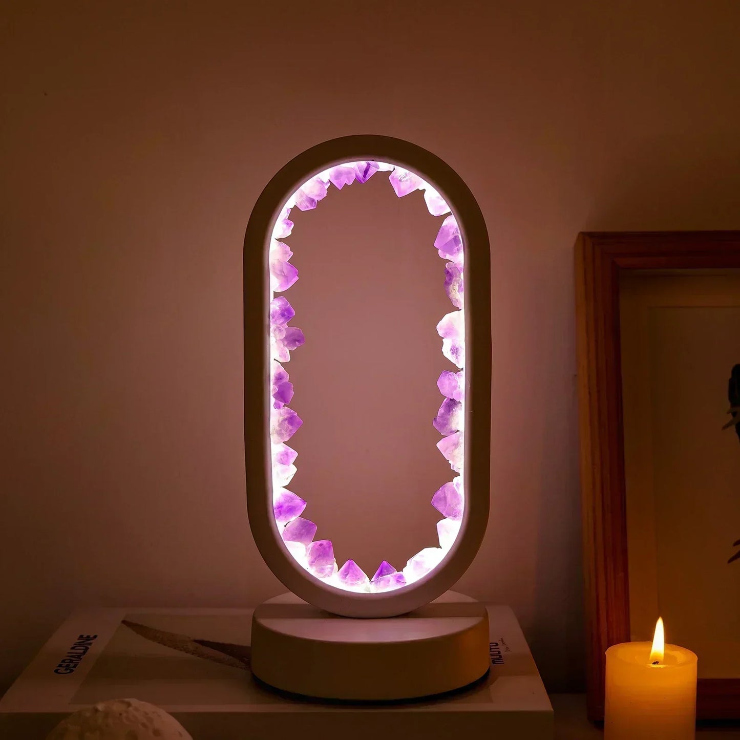 Table lamp with crystal ambient light design