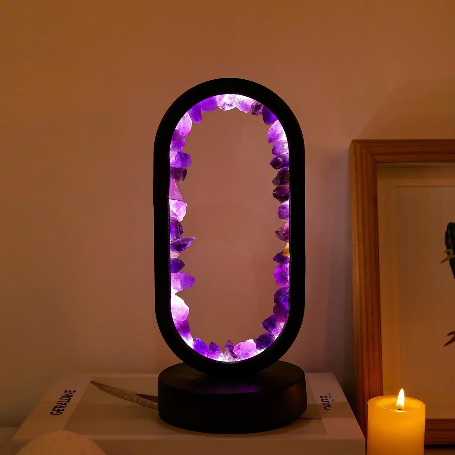 Table lamp with crystal ambient light design
