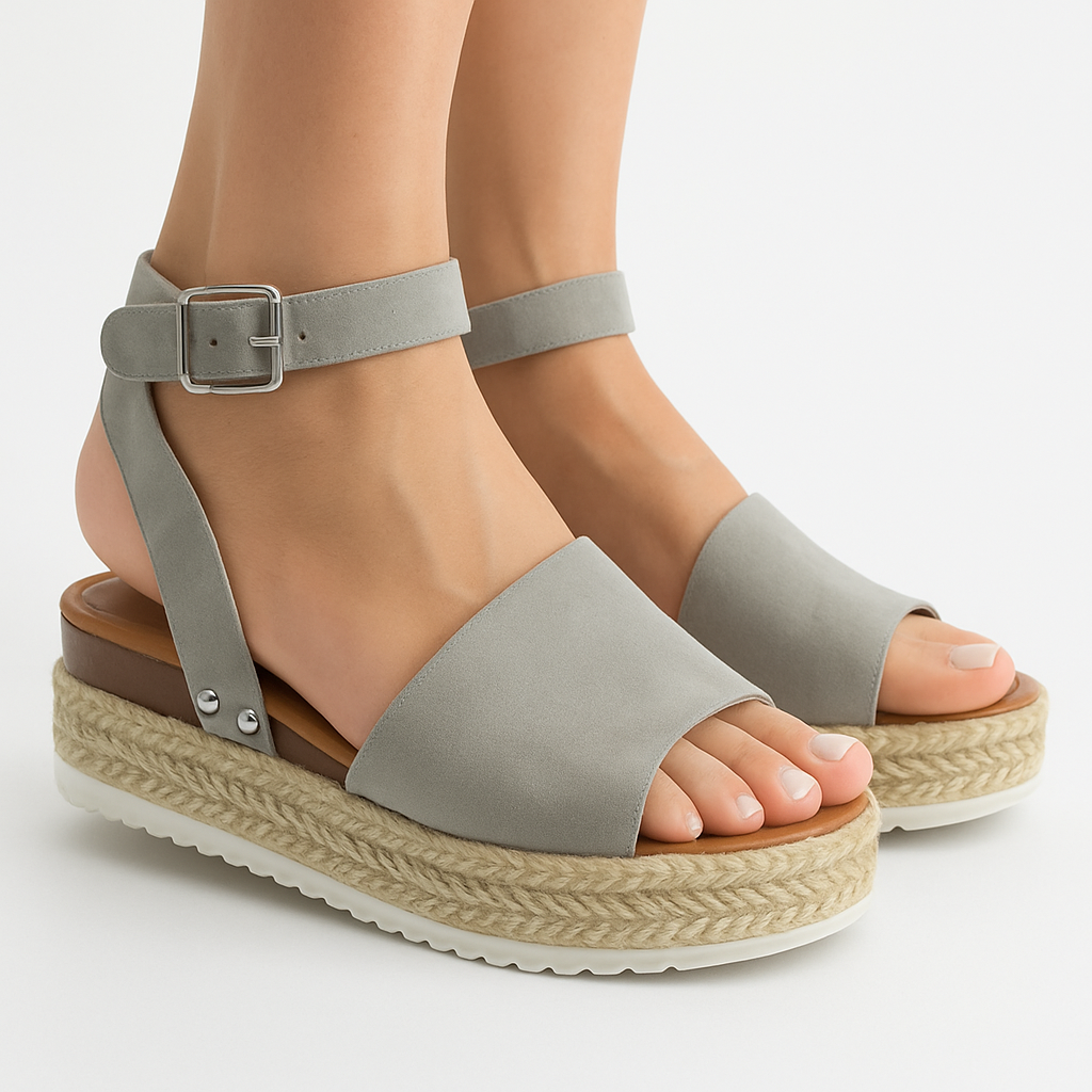 Wedge Sandals Suede Ankle Strap Summer Shoes