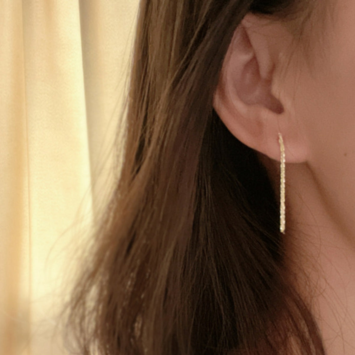 925 Sterling Silver Gold Plated Simple Tassel Earrings