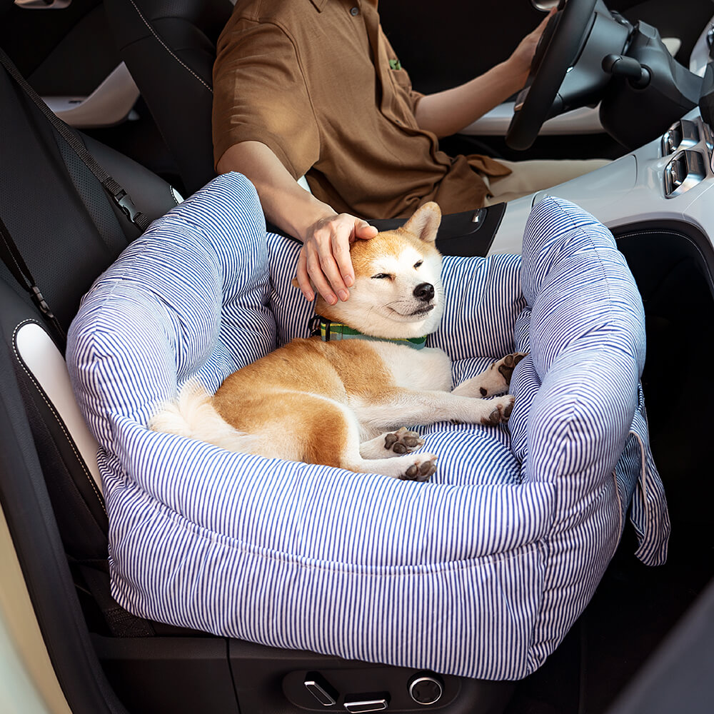 Dog Car Seat with Safety Strap and Cushion