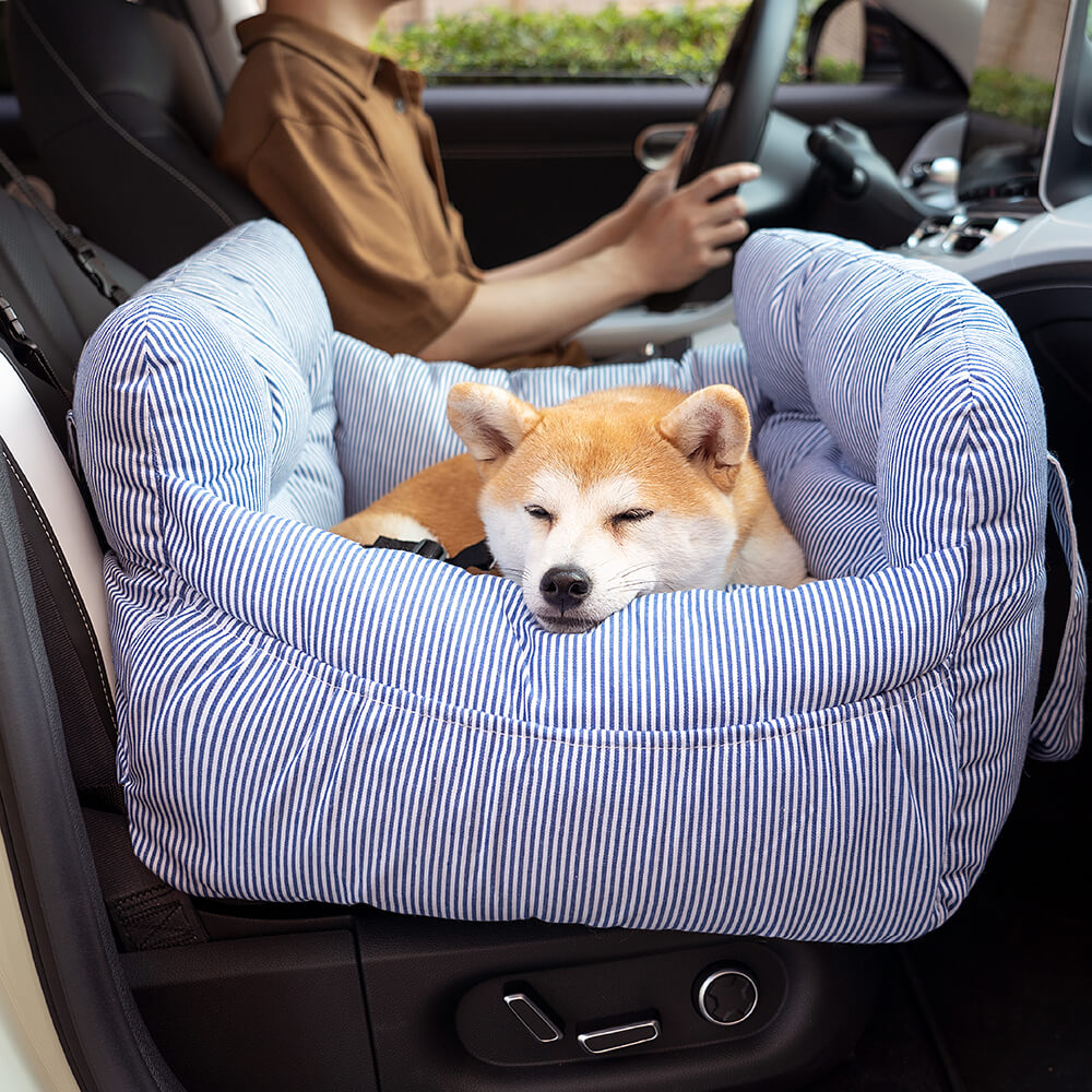 Dog Car Seat with Safety Strap and Cushion