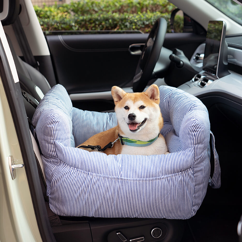 Dog Car Seat with Safety Strap and Cushion