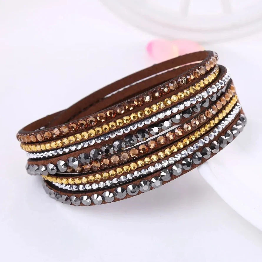 Bracelet for Women Black Crystal Wrap Design