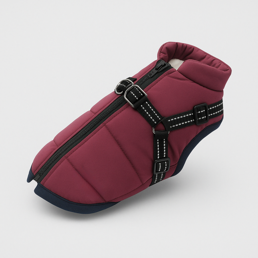 Dog Coat Waterproof Fleece Jacket with Harness