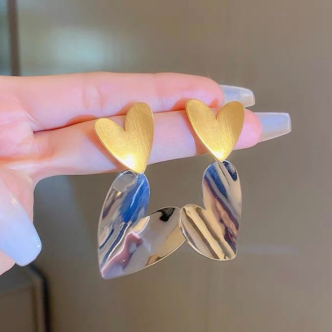 Brushed Heart Earrings