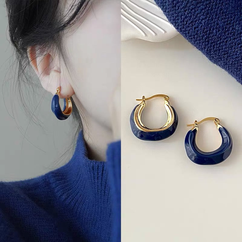 Colorful Drop Glaze Hoop Earrings