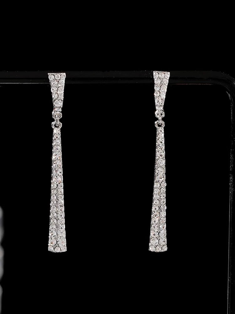 Delicate Zirconia Minimalist Tassel Earrings