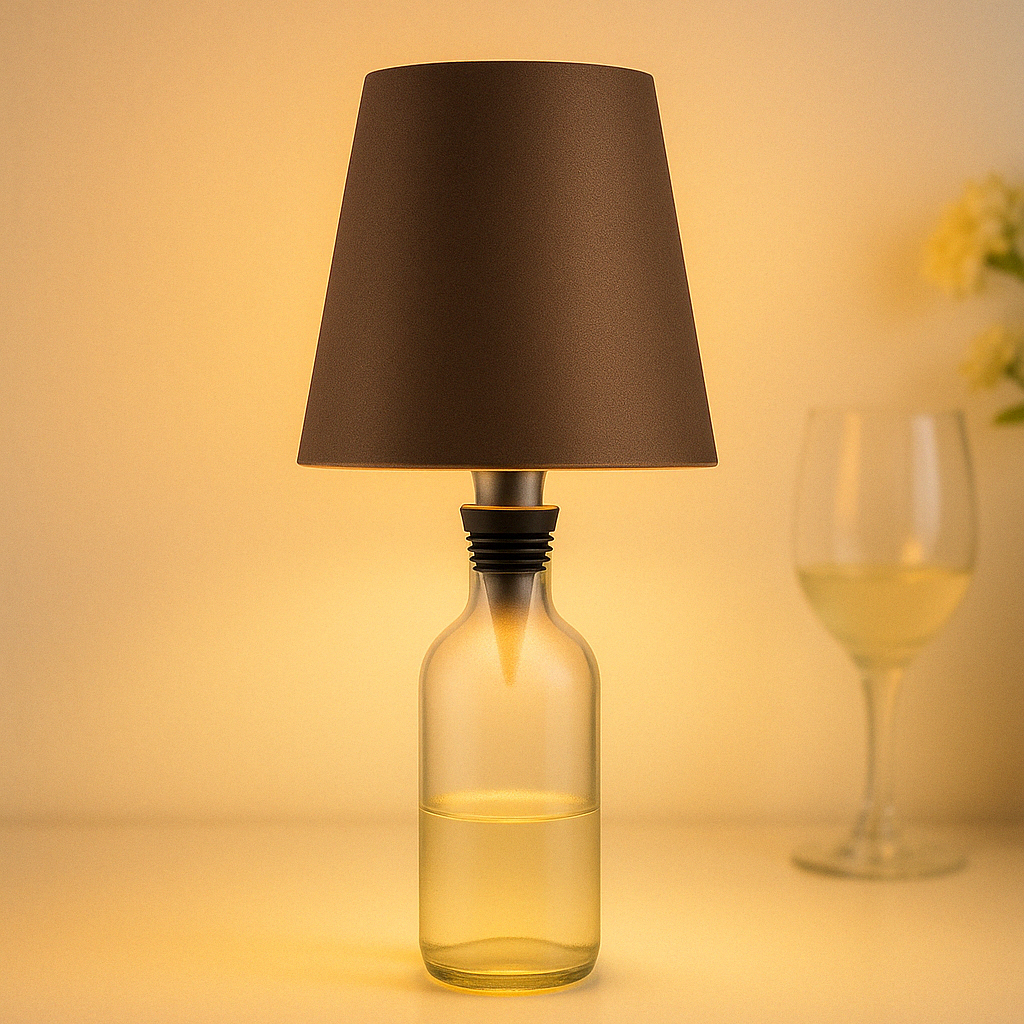 Table Lamp with Recycled Bottle Glass Base