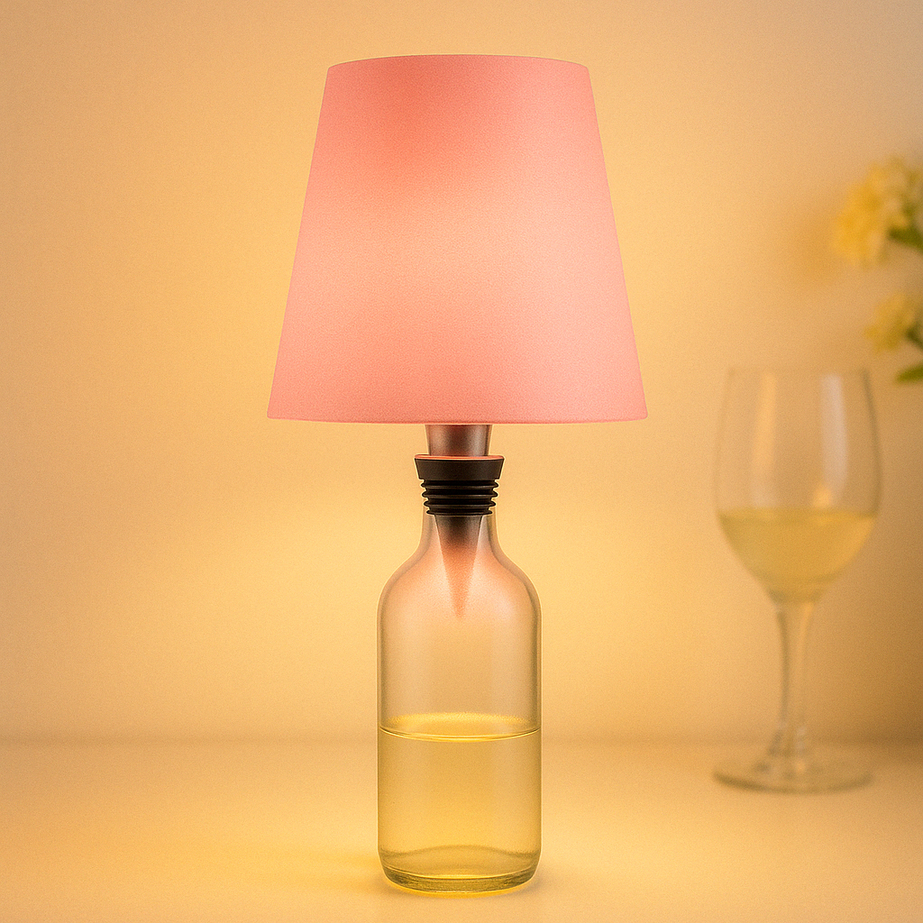 Table Lamp with Recycled Bottle Glass Base