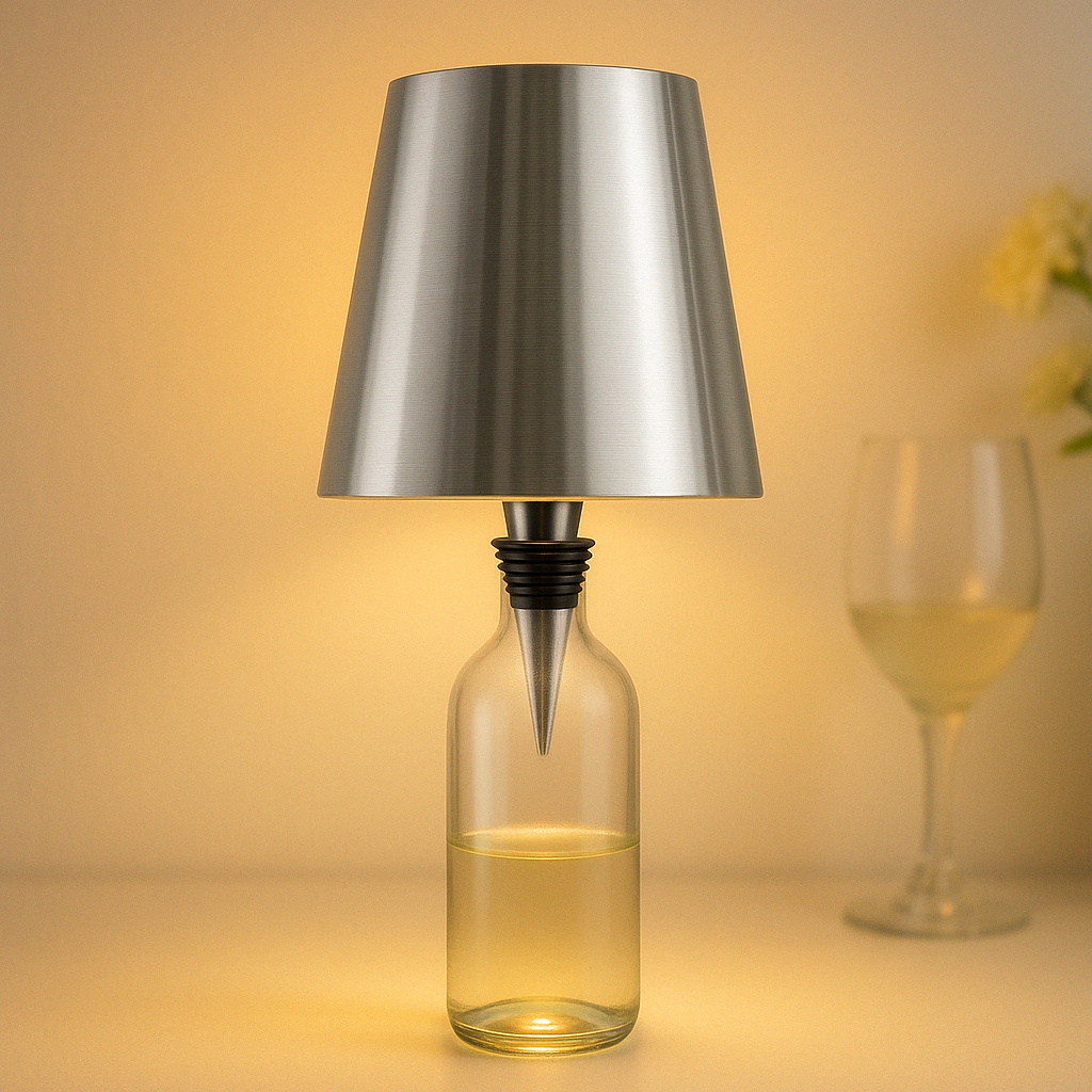 Table Lamp with Recycled Bottle Glass Base