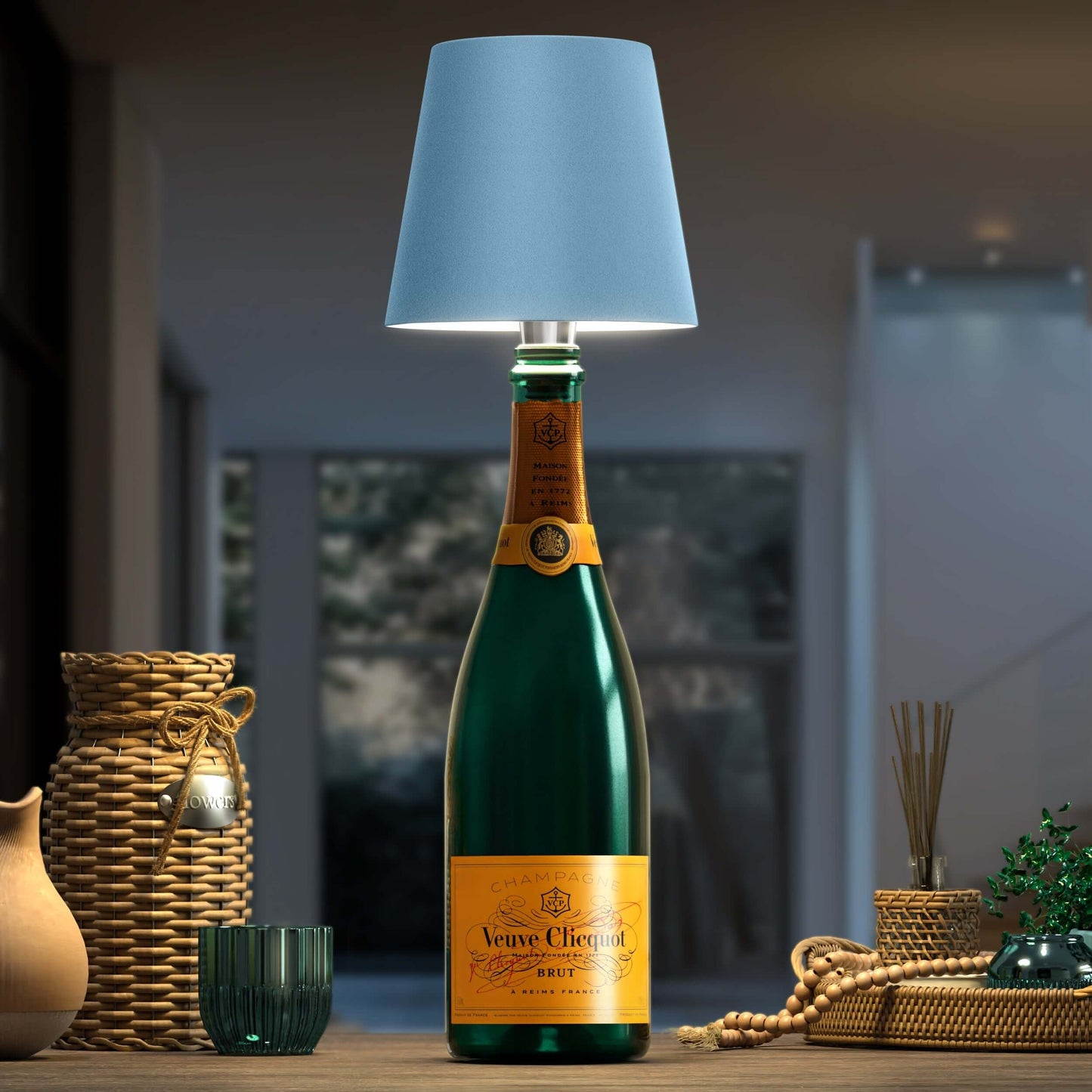 Table Lamp with Recycled Bottle Glass Base
