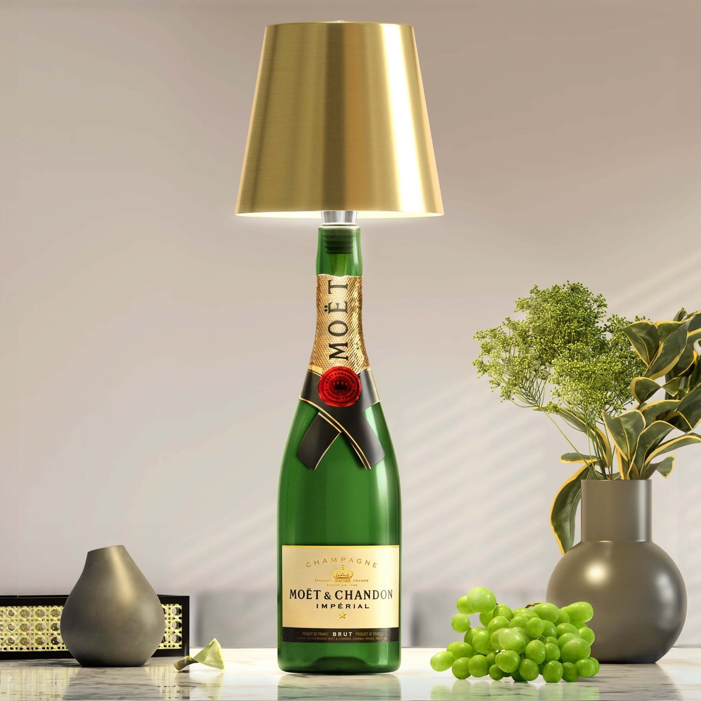 Table Lamp with Recycled Bottle Glass Base