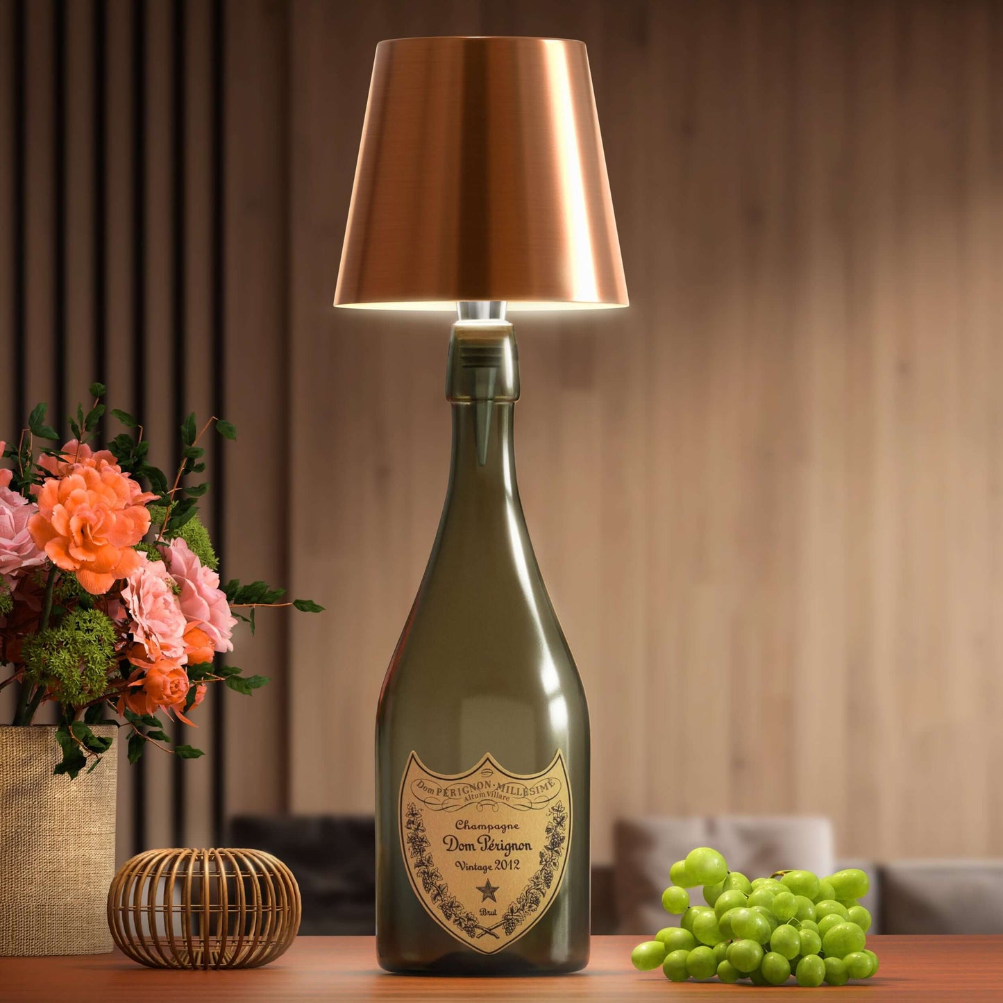 Table Lamp with Recycled Bottle Glass Base