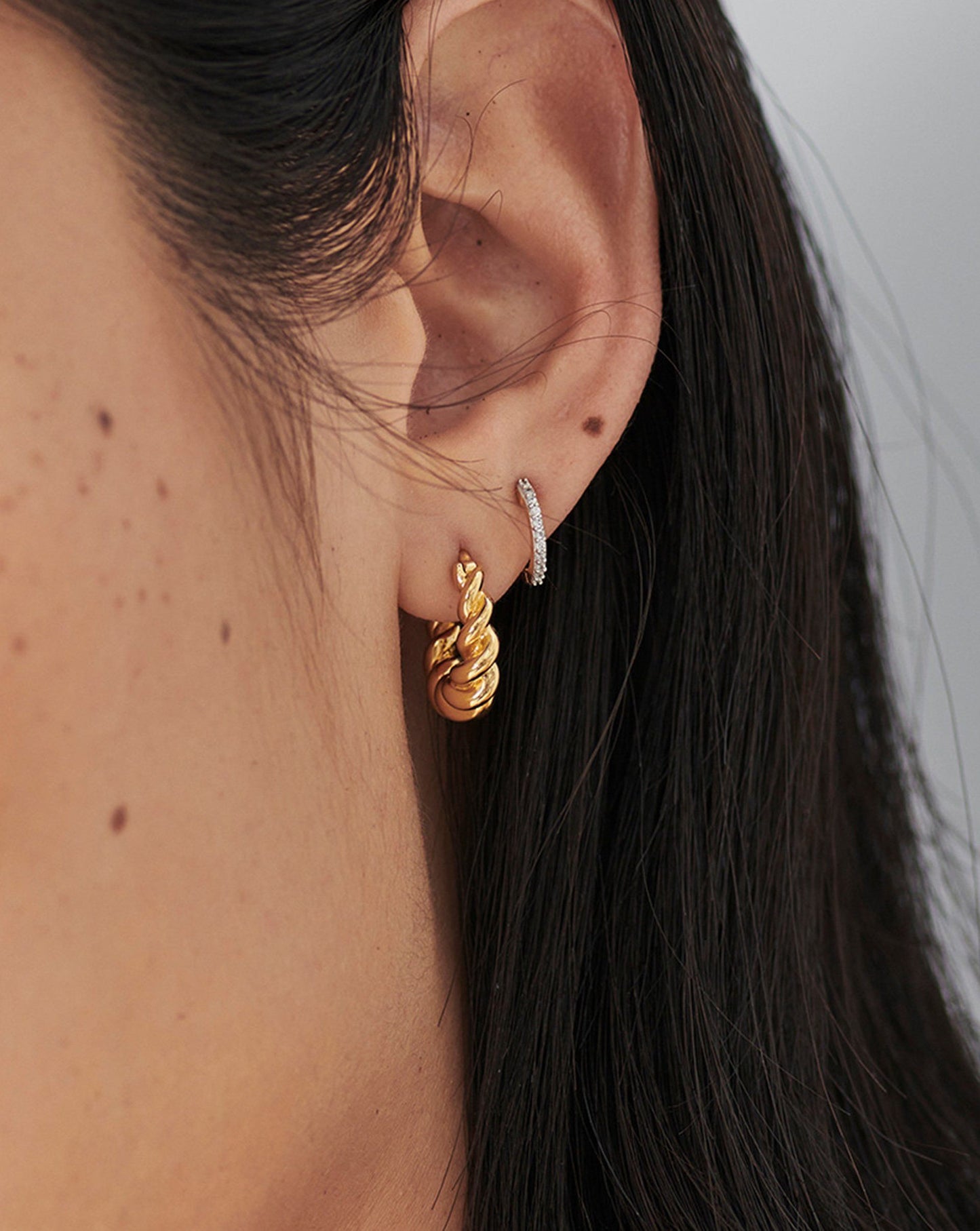 Croissant 925 Sterling Silver Hoop Earrings