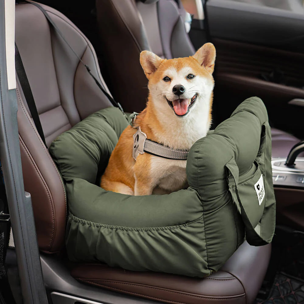 Dog Car Seat with Safety Strap and Cushion