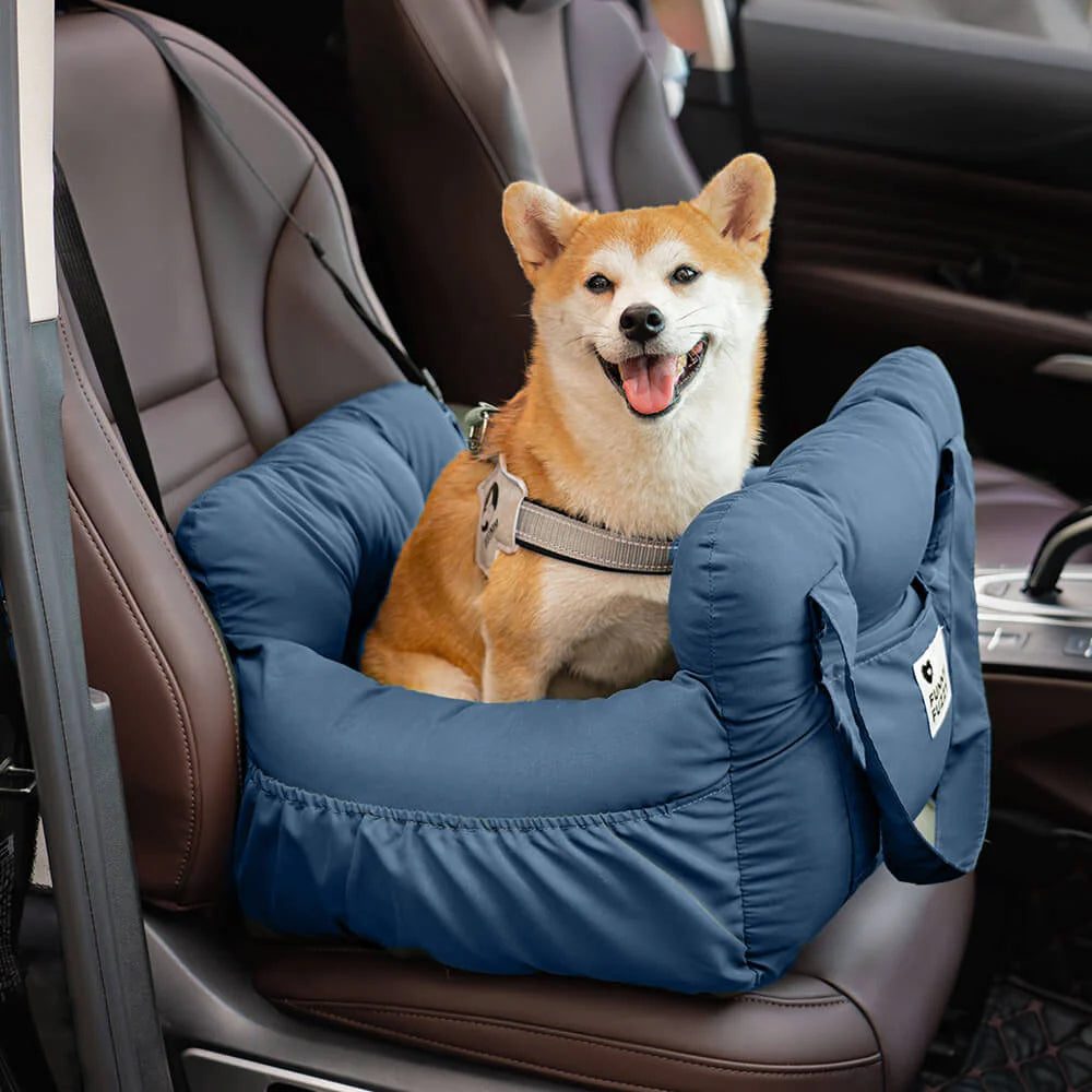 Dog Car Seat with Safety Strap and Cushion
