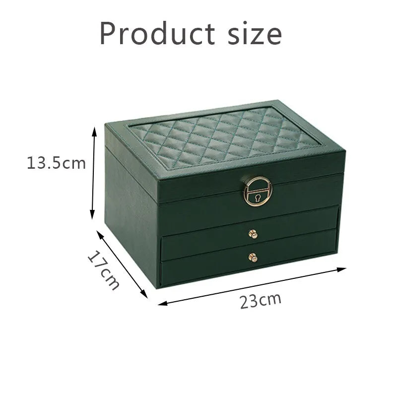 Jewelry Box Organizer Leather Multi-Layer Storage