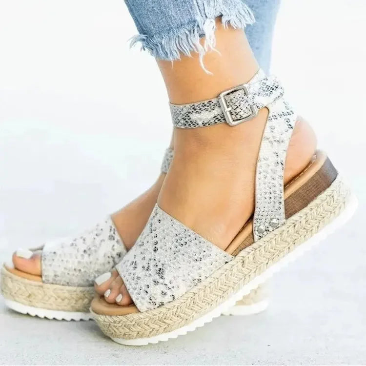Wedge Sandals Suede Ankle Strap Summer Shoes