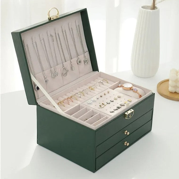 Jewelry Box Organizer Leather Multi-Layer Storage