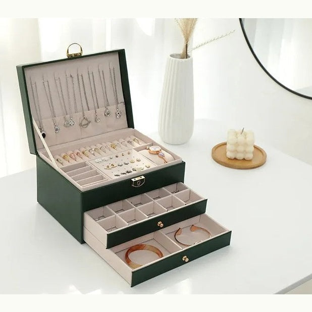 Jewelry Box Organizer Leather Multi-Layer Storage