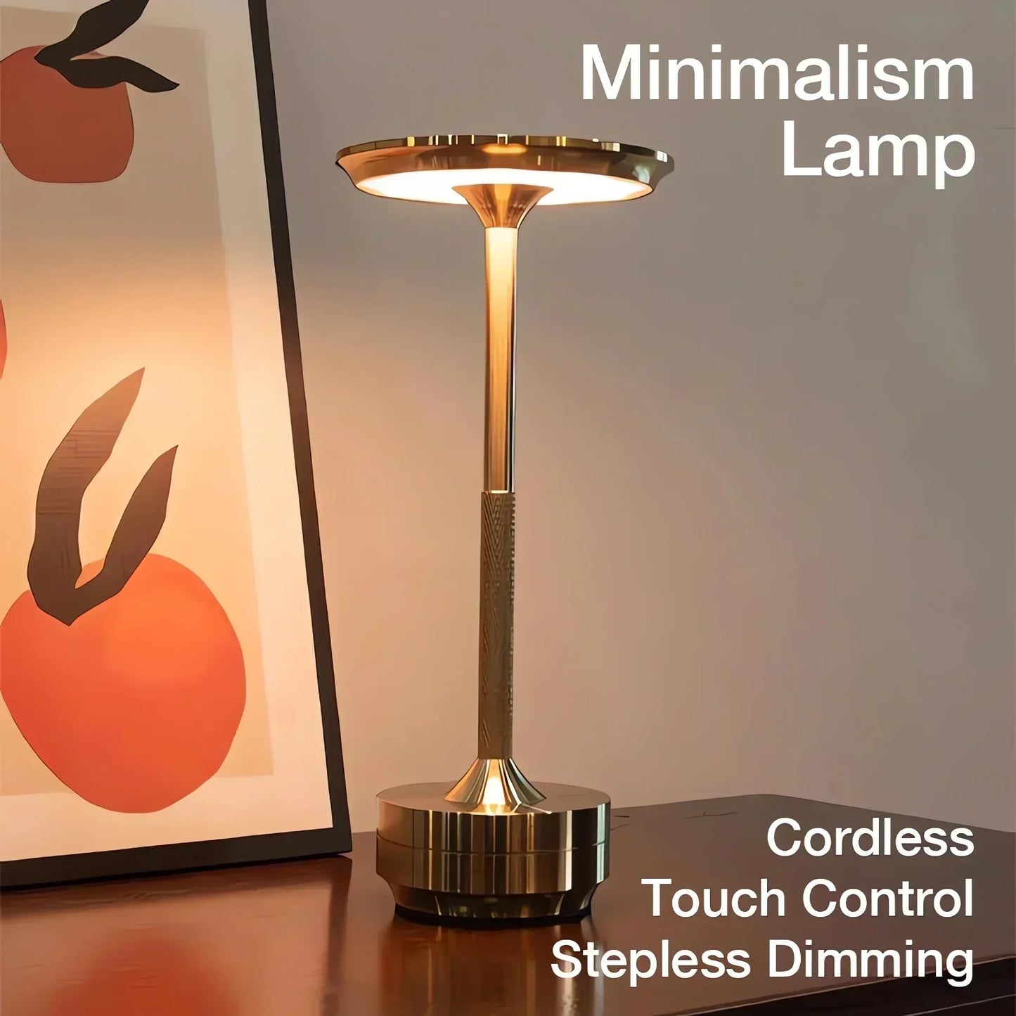 LED Table Lamp Modern Gold Metal Rechargeable