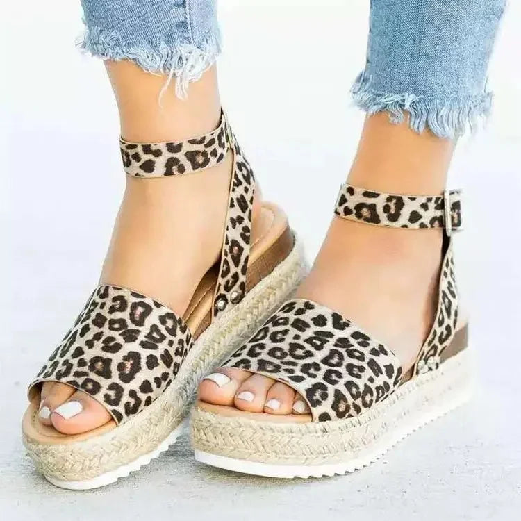 Wedge Sandals Suede Ankle Strap Summer Shoes