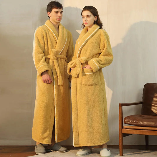 Fleece Dressing Gown with Belt for Winter Warmth