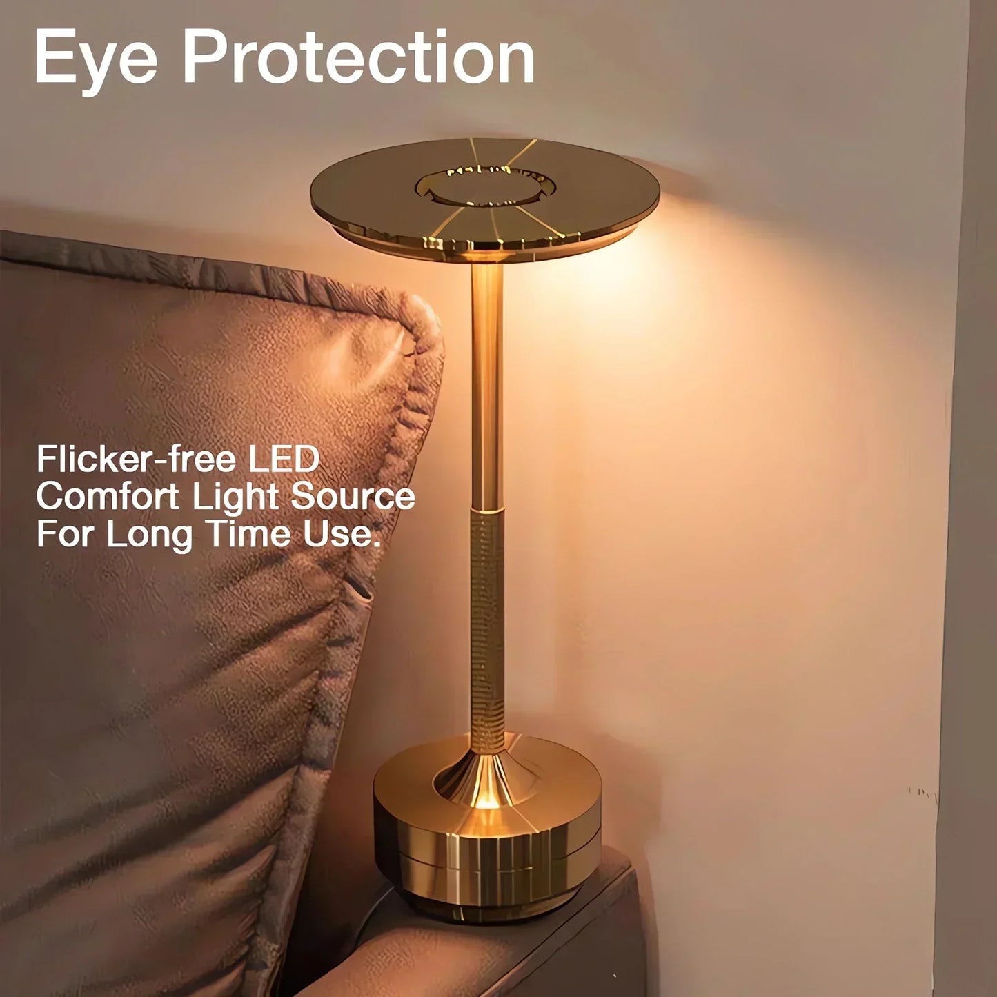 LED Table Lamp Modern Gold Metal Rechargeable