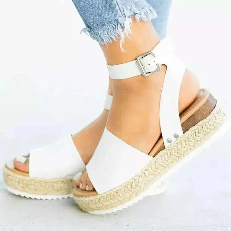 Wedge Sandals Suede Ankle Strap Summer Shoes