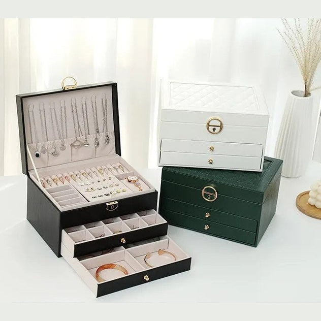 Jewelry Box Organizer Leather Multi-Layer Storage