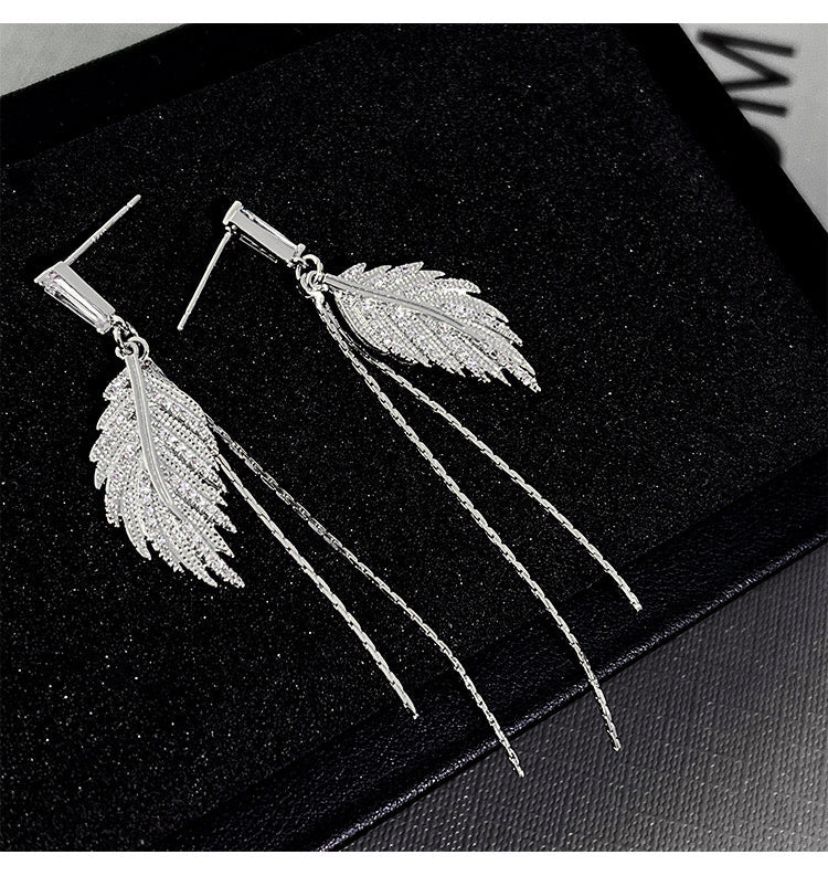 Micro Feather Tassel Earrings