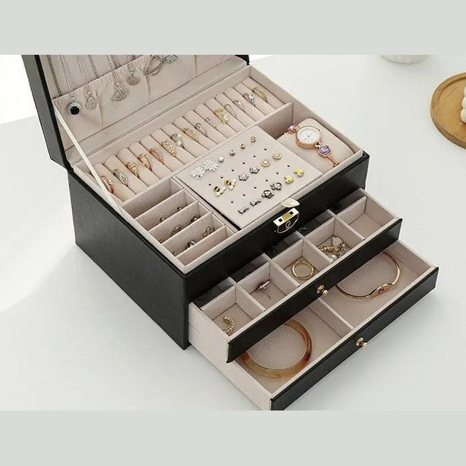 Jewelry Box Organizer Leather Multi-Layer Storage