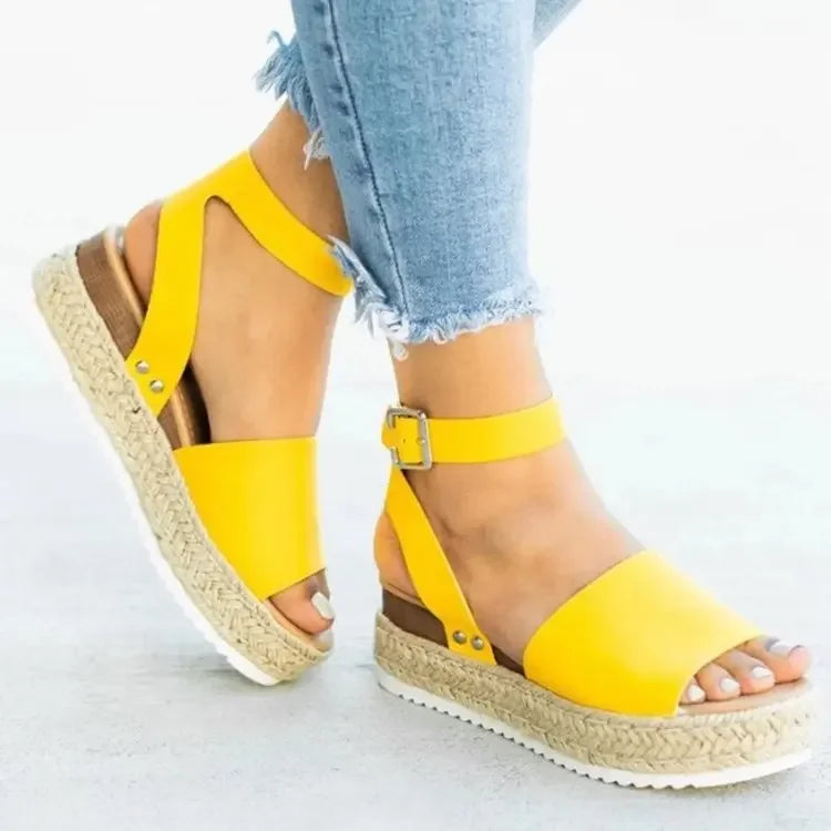 Wedge Sandals Suede Ankle Strap Summer Shoes
