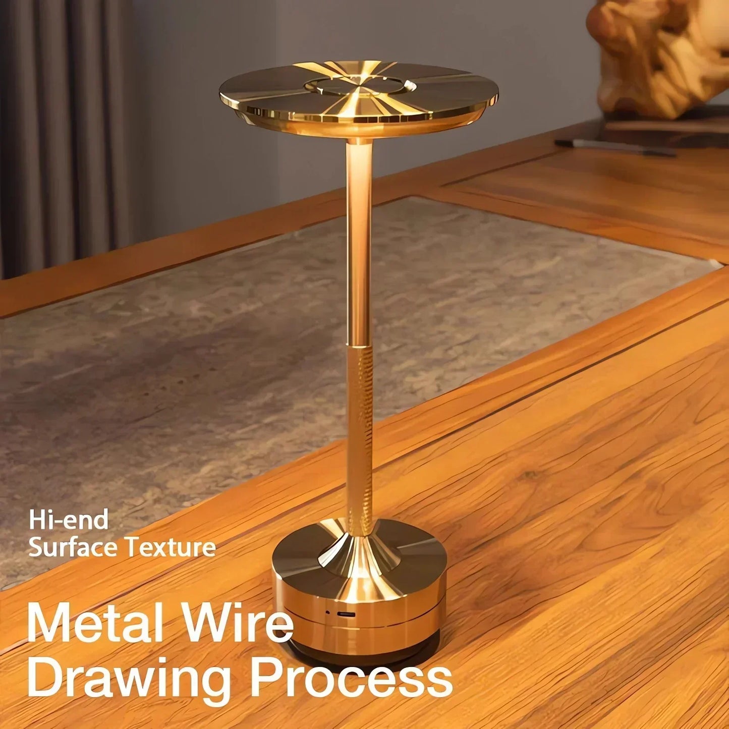 LED Table Lamp Modern Gold Metal Rechargeable