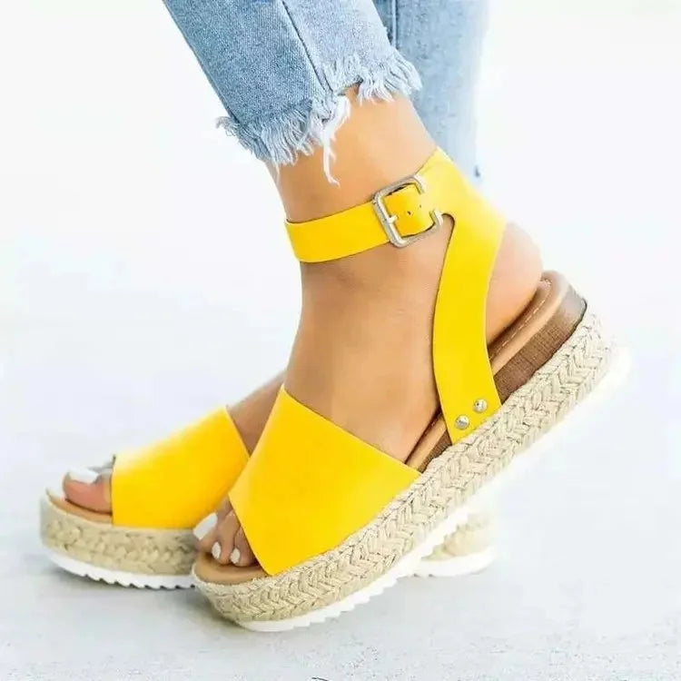 Wedge Sandals Suede Ankle Strap Summer Shoes