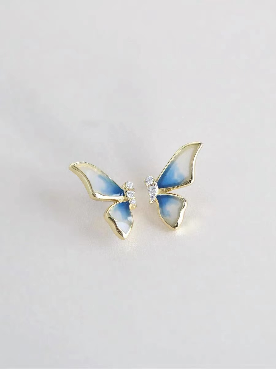 Blue Butterfly Earrings in Sterling Silver
