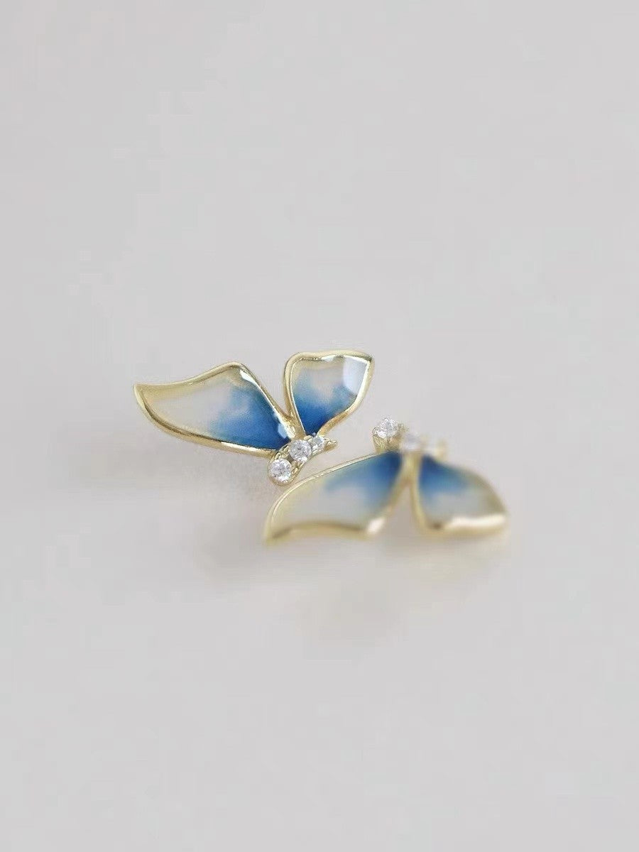 Blue Butterfly Earrings in Sterling Silver