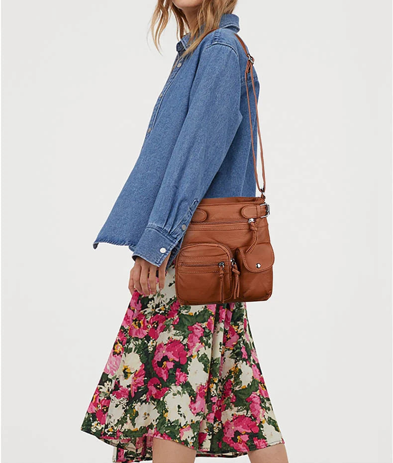 Multi-pocket crossbody bag Soft shoulder bag