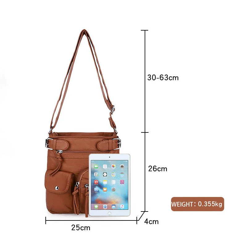 Multi-pocket crossbody bag Soft shoulder bag