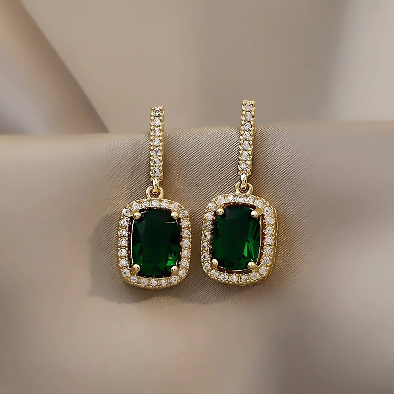 Evergreen Gold Crystal Earrings