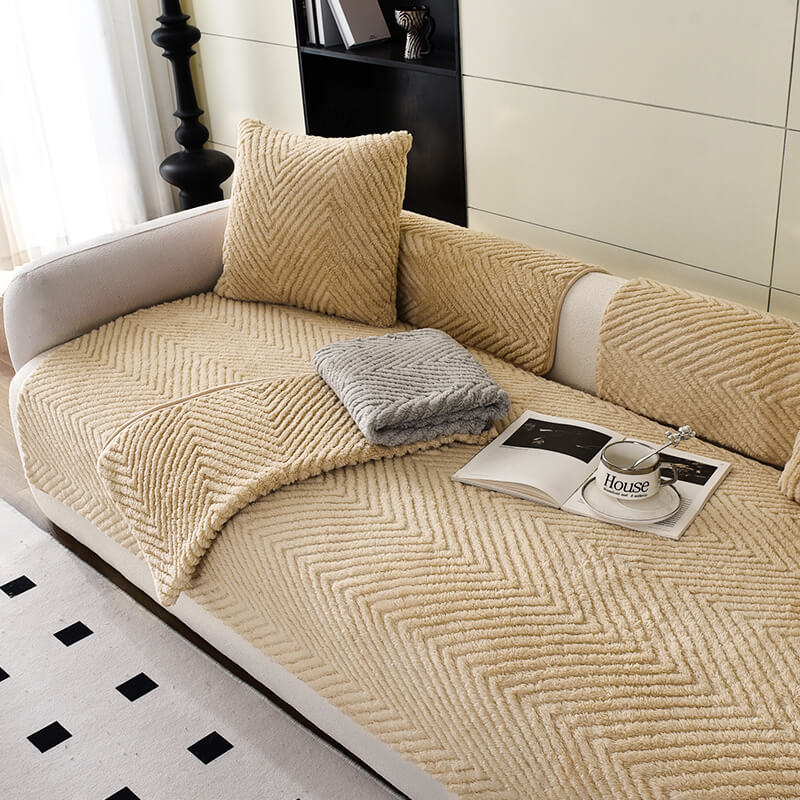 Sofa Cover Plush Non-Slip Grey Protector