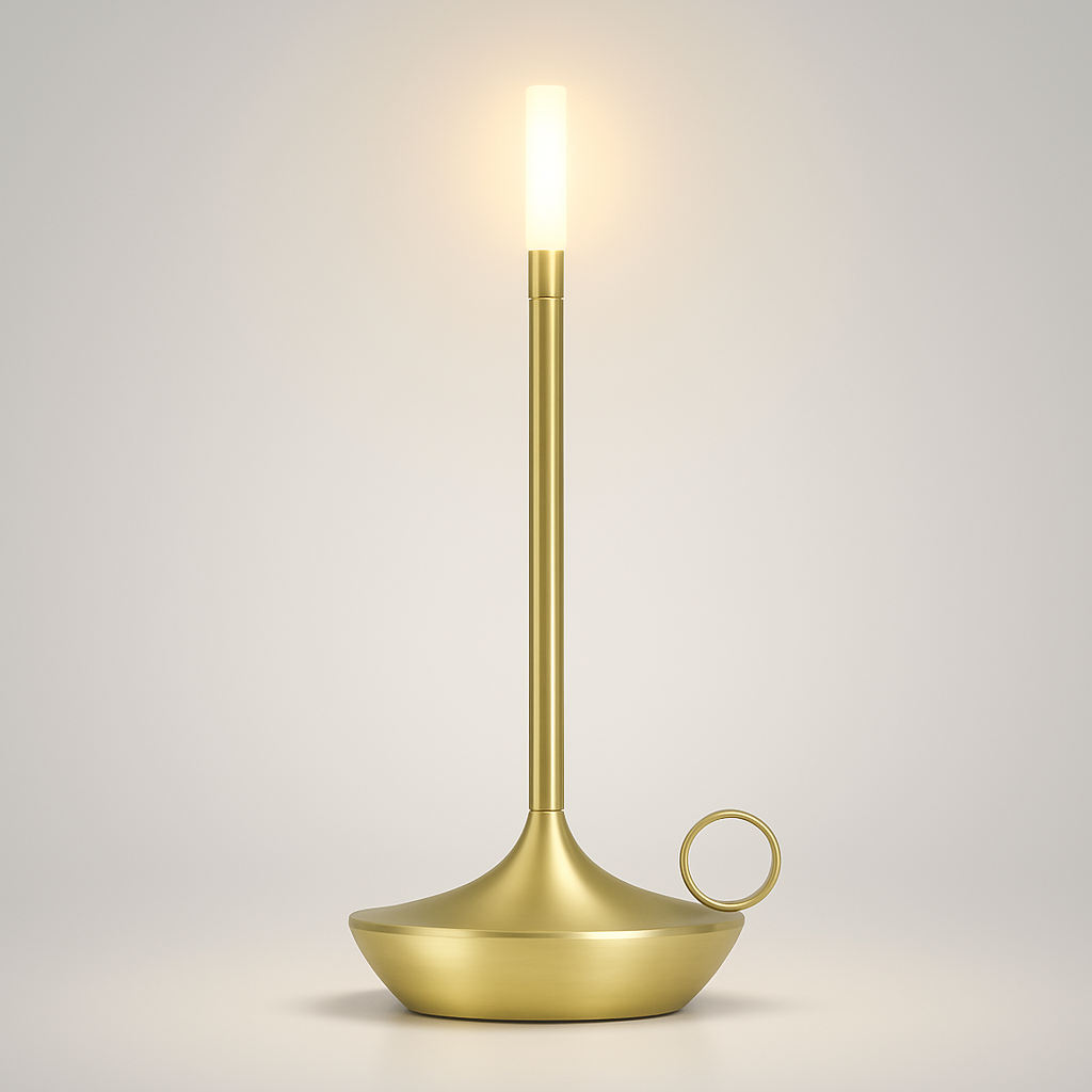 Table Lamp Brass Finish LED Rechargeable Light